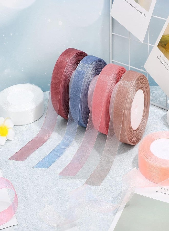 Bluedeal 6 Rolls Sheer Chiffon Ribbon Organza Satin Transparent Chiffon Ribbon for Wrapping Decorating Valentine's Day Wedding Birthday Bouquet Garland (50 Yard Each Roll, Multicolor) - Image 4